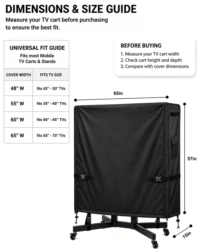 Alt view image 2 of 5 - Rolling TV Stand Cover, Waterproof for 65-70 inch Outdoor TV Cart