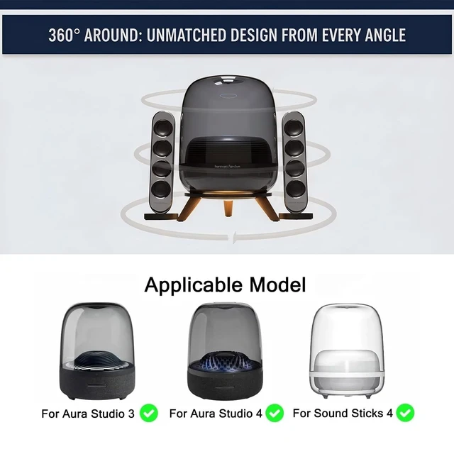 Alt view image 3 of 5 - Desktop Speaker Stand for Harman Kardon Aura Studio 2/3/4, SoundSticks 4