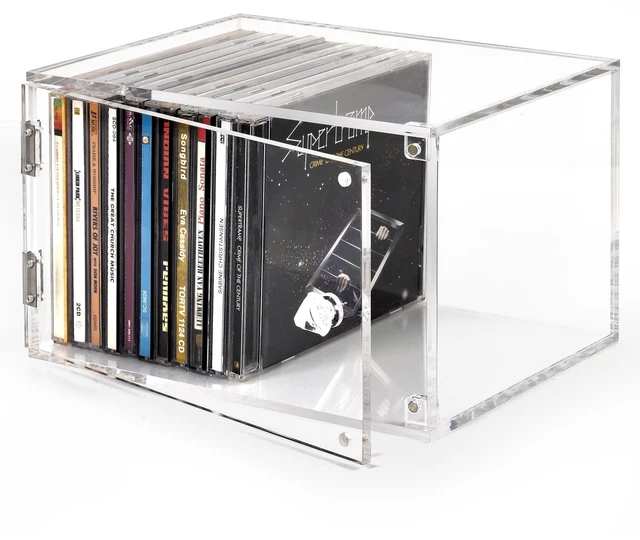 Main image of CELSOL Clear Acrylic CD Storage Box with Magnetic Door, Dust-Proof Sealed CD Organizer & CD Display Case for Jewel Cases, Holds 20 CDs, Stackable CD Holder for Collectors