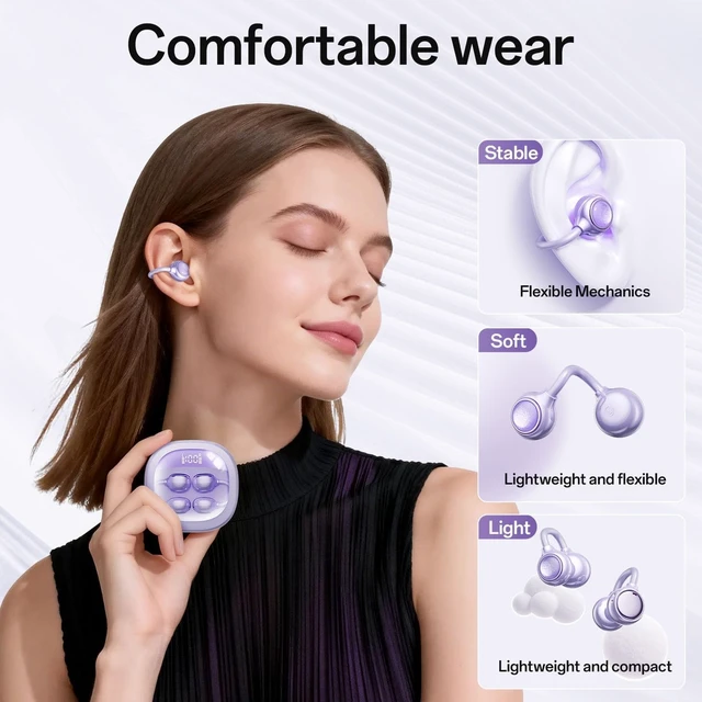 Alt view image 2 of 5 - Halearo Wireless Bluetooth Open Ear Clip On Earbuds