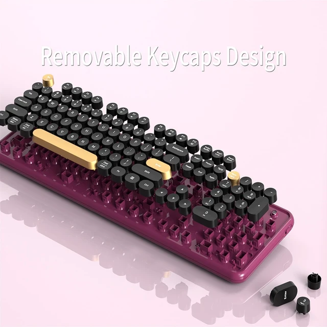 Alt view image 5 of 5 - KEQTFT Wireless Computer Keyboard and Mouse Combos, Burgundy-Black
