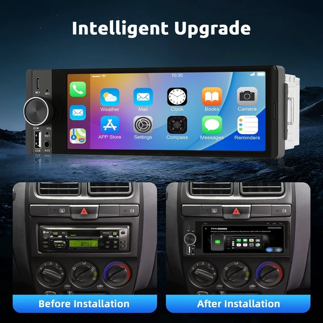 Alt view image 3 of 5 - ESSGOO Single DIN Car Stereo, Wireless CarPlay & Android Auto, Touchscreen