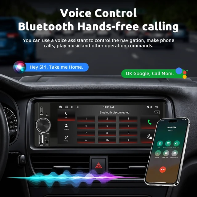 Alt view image 4 of 5 - ESSGOO Single DIN Car Stereo, Wireless CarPlay & Android Auto, Touchscreen