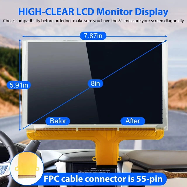 Alt view image 3 of 5 - 8" DJ080PA-01A LCD Touch Screen Replacement, Digitizer Screen Radio, Compatible withs Chevy, Suburban, Tahoe, Colorado, Silverado, GMC Yukon, Canyon, Sierra, Acadia.etc Mylink 8-inch Touchscreen