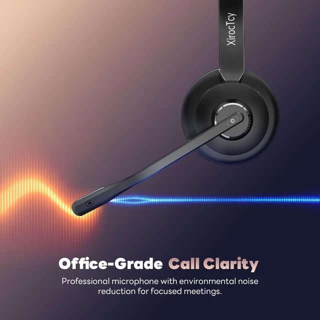 Alt view image 2 of 5 - XirocTcy Wireless Headset with Mic for Work, Bluetooth Headset, Mic Clear Calls, Wireless Headphones with AI Noise Cancelling Microphone (Bluetooth 5.3 & Mic Mute), USB Dongle, for PC/Zo