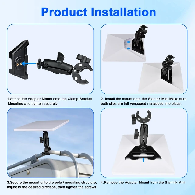 Alt view image 4 of 5 - Starlink Mini Clamp Mount with Adapter Mount