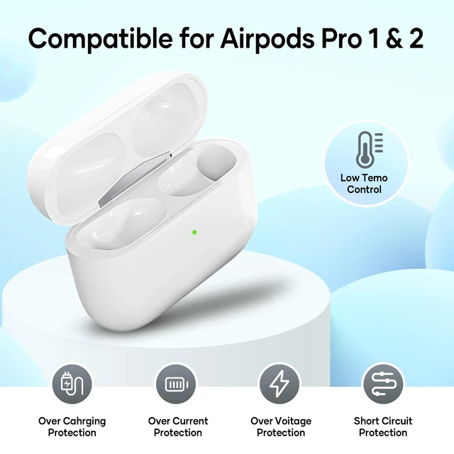 Alt view image 2 of 5 - Compatible for AirPods Pro 2 Wireless Charging Case Replacement