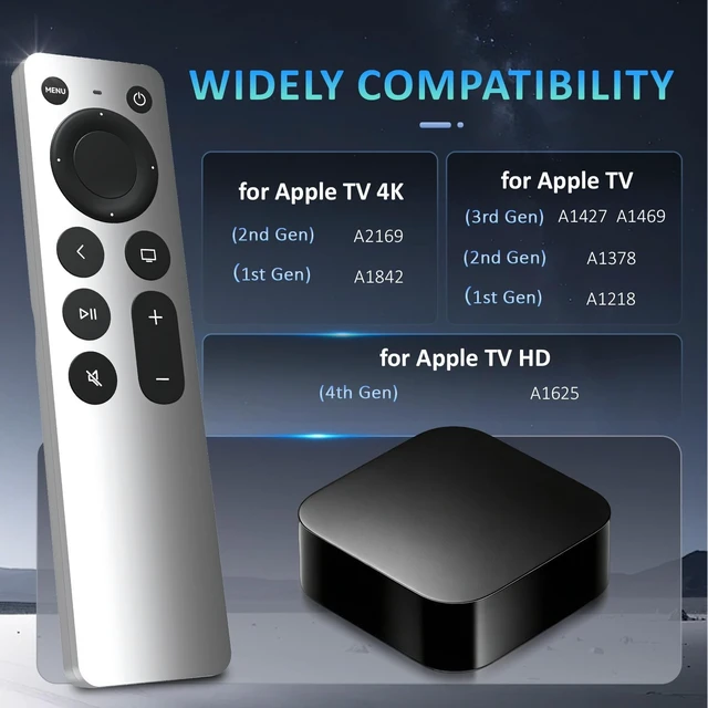 Alt view image 3 of 5 - Universal Replacement for Apple TV Remote: NO Siri & Touch, Silvery-White