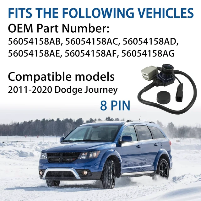 Alt view image 5 of 5 - 56054158AB Rear View Backup Camera Fit for 2011-2020 Dodge Journey, Horizontal/Vertical Angle 180/155, Waterproof Safety Reversing Parking Assist Reverse Camera, Replaces# 56054158AC, 56054158AD