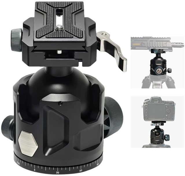 Main image of CINEFORGE Tripod Ball Head, Low Profile 44mm Heavy Duty Ball Head for Tripod with Arca Swiss & Picatinny, 360 Panoramic Quick Release Plate, 55LBS Load Capacity for Hunting Shooting &DSLR Photography