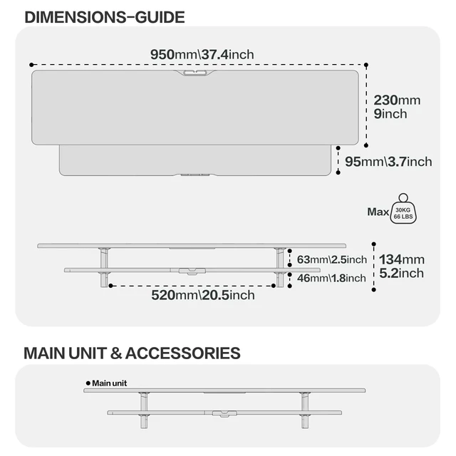 Alt view image 2 of 5 - Dual Monitor Stand Riser, 2-Tier Wooden Desk Shelf with Storage, White