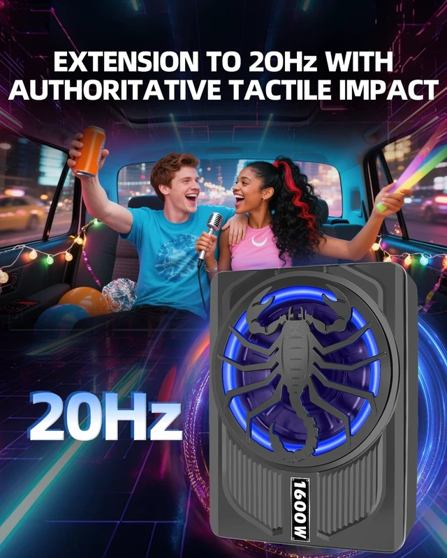 Alt view image 5 of 5 - SUBPULSIX 2026 Upgraded 1600W Slim Underseat Car Subwoofer and Amp Package with RGB Beat-Synced Light, Individual Control for Low Pass/Gain/Boost Bass, Clean Deep Bass Perfect for Truck/SUV/Jeep