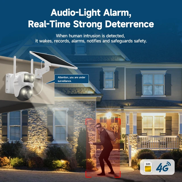 Alt view image 4 of 5 - 4G Solar Security Camera with SIM Card No WiFi No Problem Dual Lens PTZ