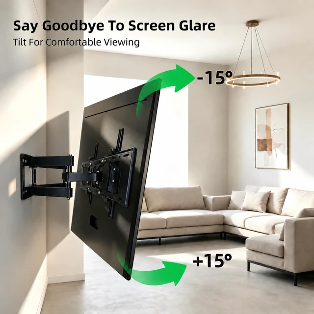 Alt view image 5 of 5 - ZoltMount Full Motion TV Wall Mount 32-85 Inch, Dual Arm, 143lb Heavy Duty