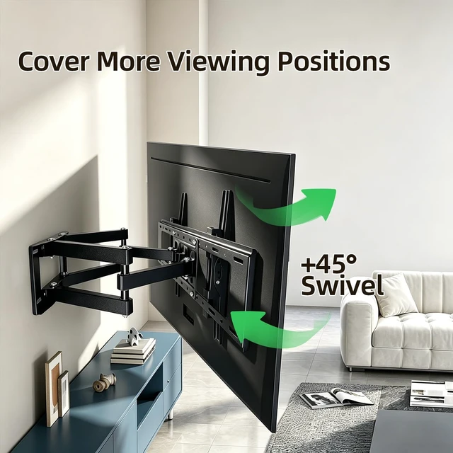 Alt view image 4 of 5 - ZoltMount Full Motion TV Wall Mount 32-85 Inch, Dual Arm, 143lb Heavy Duty