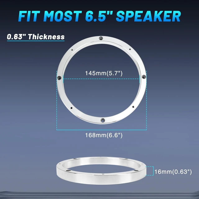 Alt view image 3 of 5 - Tongze 6.5" Speaker Spacers, 0.63" Thickness Metal Speaker Adapter Rings for Cars/Boats/Trucks/RV Custom Subwoofer Mounting
