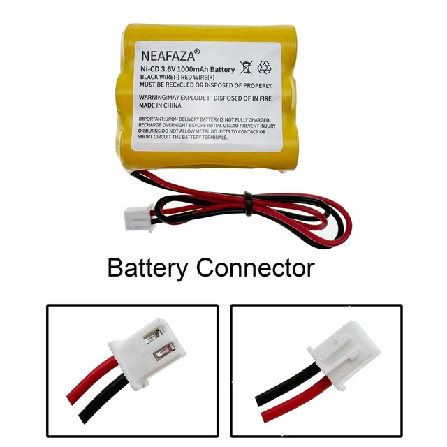 Alt view image 2 of 5 - NEAFAZA 3.6v 1000mAh Ni-CD Exit Sign Emergency Light Battery Pack Compatible with OSA107 PowerSonic A5289-1 DISON KRH-15/51 KRH15/51 JLEU9 (5 Pack)