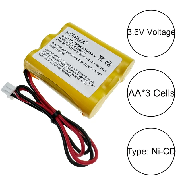 Alt view image 3 of 5 - NEAFAZA 3.6v 1000mAh Ni-CD Exit Sign Emergency Light Battery Pack Compatible with OSA107 PowerSonic A5289-1 DISON KRH-15/51 KRH15/51 JLEU9 (5 Pack)