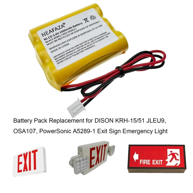 Alt view image 4 of 5 - NEAFAZA 3.6v 1000mAh Ni-CD Exit Sign Emergency Light Battery Pack Compatible with OSA107 PowerSonic A5289-1 DISON KRH-15/51 KRH15/51 JLEU9 (5 Pack)