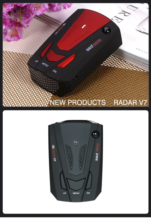 Alt view image 4 of 5 - V7 Car 16 Band 360 GPS Camera Laser Police Safe Anti Radar Detector Voice Alert(Red)