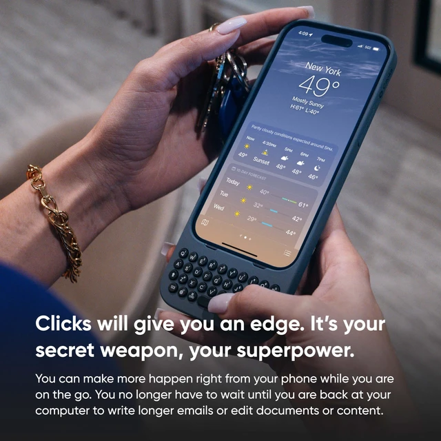 Alt view image 4 of 5 - Clicks Keyboard Case for iPhone 15 Plus - Royal Ink