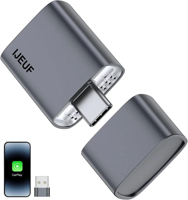Main image of Wireless CarPlay Adapter for Apple iPhone 2026 Upgraded,Ultra-Low Lag,Stable Connection,Mini Car Play Wireless Adapter for Cars with Built-in Wired CarPlay for iPhone iOS 10+,USB C