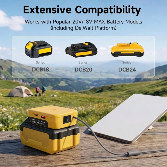 Alt view image 2 of 5 - Starlink Mini Battery Adapter Compatible with DeWalt 18V-20V Max Battery to DC Plug Starlink Mini Power Supply, with Independent Button and Low Voltage Protection for Starlink mini Batteries