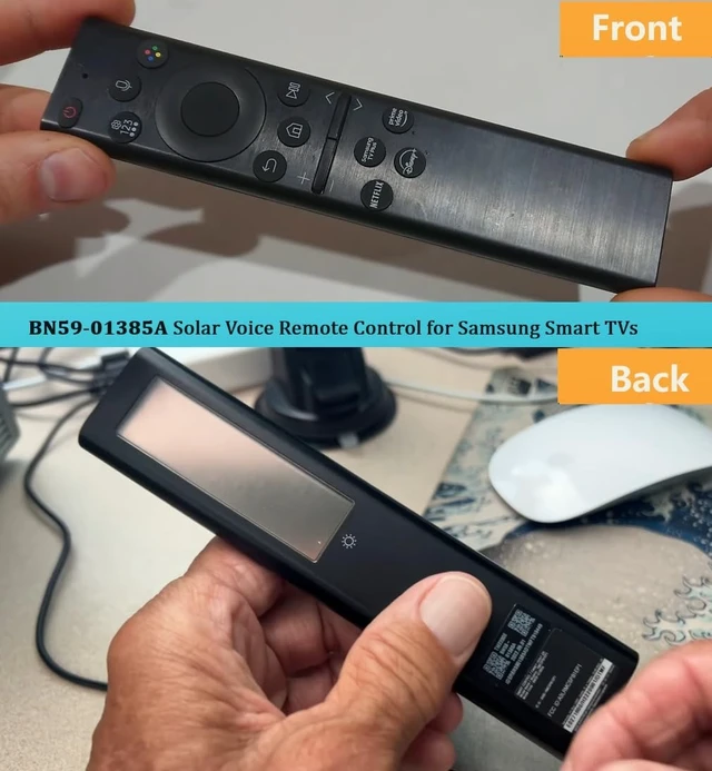 Alt view image 2 of 5 - BN59-01385A Solar Voice Replacement Remote Control for Samsung TV, Rechargeable Solar Cell Power Control for Samsung 2021 2022 2023 Neo QLED, The Frame and Crystal 4k 8K UHD Smart TVs