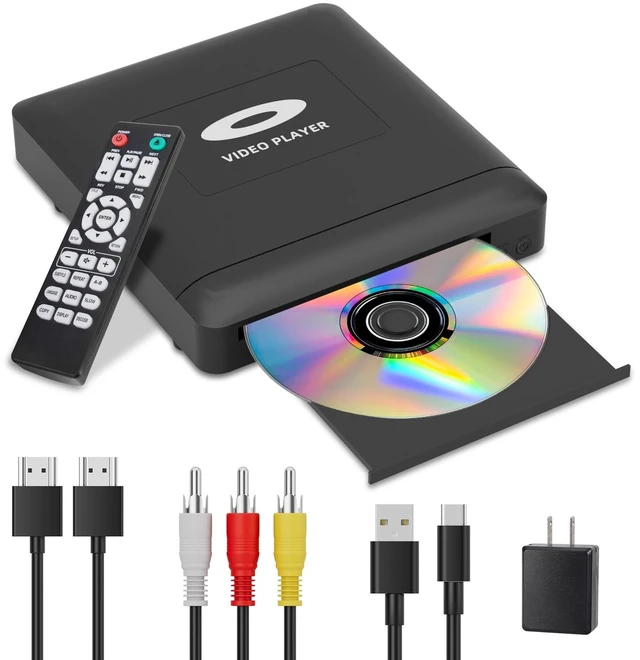 Main image of Mini HD DVD Player with Hdmi, Multi Region DVD Player for Smart TV, HDMI/RCA Output Cable Included, 1080P, Breakpoint Memory, Built-in PAL/NTSC, CD Players for Home