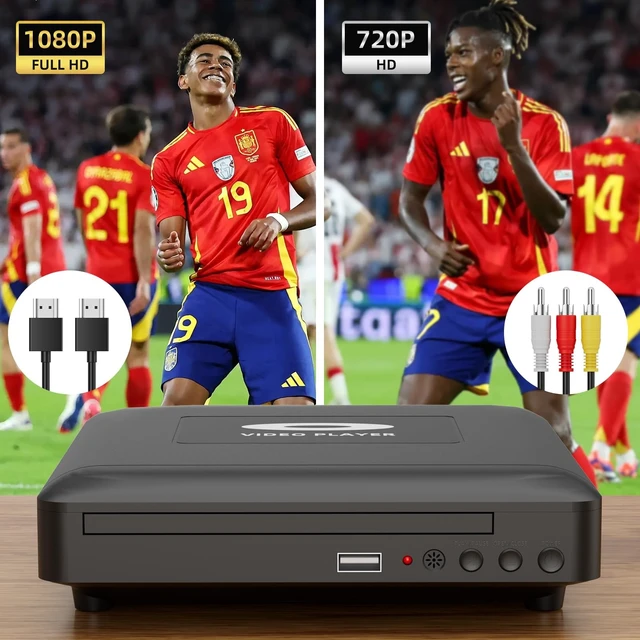 Alt view image 4 of 5 - Mini HD DVD Player with Hdmi, Multi Region DVD Player for Smart TV, HDMI/RCA Output Cable Included, 1080P, Breakpoint Memory, Built-in PAL/NTSC, CD Players for Home