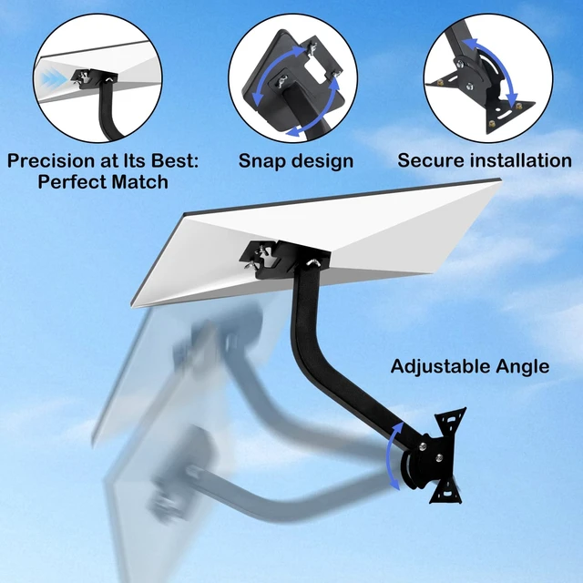 Alt view image 3 of 5 - Starlink Gen 3 Roof Mount Adjustable Pivot Wall Mount for Starlink Gen3 Heavy Duty Pole Mounting Kit with Metal Gen 3 Pipe Adapter for Standard V3 Dish (Black)