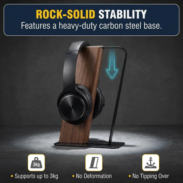 Alt view image 5 of 5 - Headphone Holder Gaming Headset Stand Universal Desktop Headphone Stand