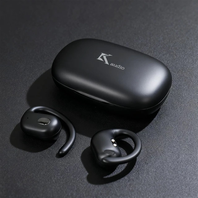 Alt view image 2 of 5 - KLYZA MUSICMATE Open Ear Headphones, Bluetooth 5.3 Wireless Earbuds Air Conduction 45Hrs Playtime with Charging Case, Panoramic Deep Bass with 16.2mm Drivers, Compatible with iPhone Android