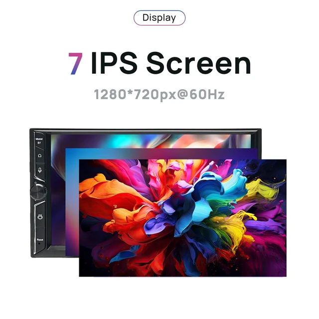 Alt view image 2 of 5 - Double Din Car Stereo, 7" QLED Touchscreen 1280720, 2GB RAM 64GB ROM, Wireless CarPlay & Android Auto, Android 9 Quad-Core, Built-in GPS, Bluetooth 5.4, 5G WiFi, Backup Camera Support