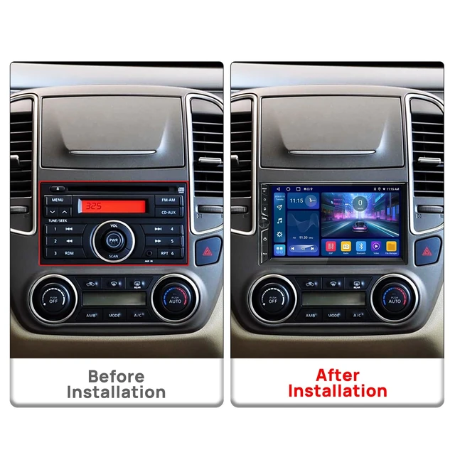 Alt view image 5 of 5 - Double Din Car Stereo, 7" QLED Touchscreen 1280720, 2GB RAM 64GB ROM, Wireless CarPlay & Android Auto, Android 9 Quad-Core, Built-in GPS, Bluetooth 5.4, 5G WiFi, Backup Camera Support