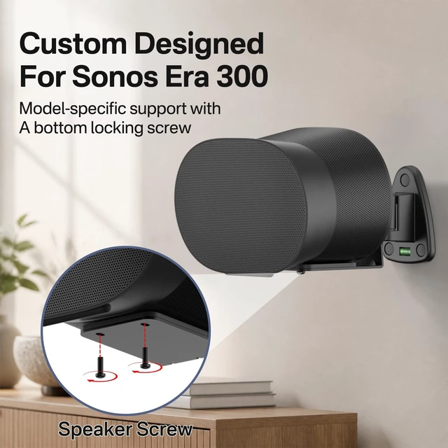 Alt view image 2 of 5 - 2 Pack Adjustable Speaker Wall Mount for Sonos Era 300 Speakers, Black
