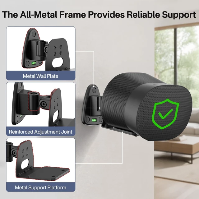 Alt view image 4 of 5 - 2 Pack Adjustable Speaker Wall Mount for Sonos Era 300 Speakers, Black