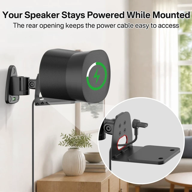 Alt view image 5 of 5 - 2 Pack Adjustable Speaker Wall Mount for Sonos Era 300 Speakers, Black