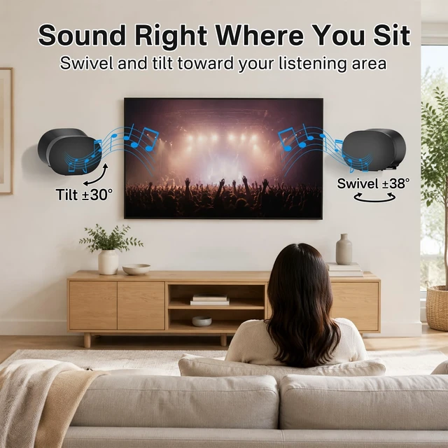 Alt view image 3 of 5 - 2 Pack Adjustable Speaker Wall Mount for Sonos Era 300 Speakers, Black