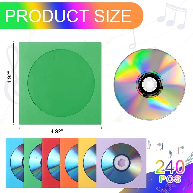 Alt view image 2 of 5 - Faccito 240 Pcs Paper Cd Sleeves Colored DVD Sleeves Bulk, Bright Color