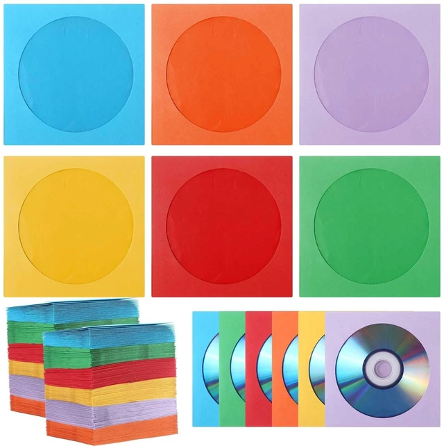 Main image of Faccito 240 Pcs Paper Cd Sleeves Colored DVD Sleeves Bulk, Bright Color