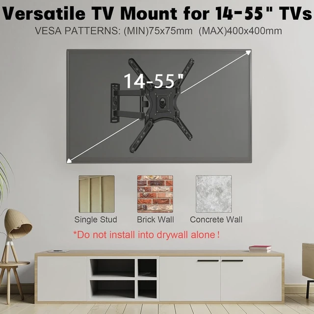 Alt view image 4 of 5 - OSAGIE TV Wall Mount Full Motion 14-55 Inch, Tilt Swivel VESA Universal