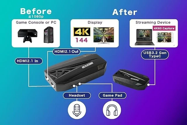 Alt view image 3 of 5 - NEXiCONN HDMI2.1 Streaming & Game Capture Box NV601, 4K 120 144 Pass-Through & Capture, AI Pixel-Plus Technology Upgrade Resolution to 4K, 4 Platforms Streaming, Support VRR, HDR, Extrem Low Latency