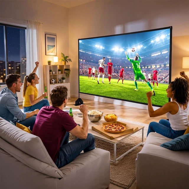 Alt view image 2 of 5 - 120 inch Projector Screen with Stand, 16:9 4K HD Portable Outdoor Indoor Movie Screen, Lightweight Projection Screen with Carry Bag & Sandbag for Backyard, Home Theater, Camping, Home