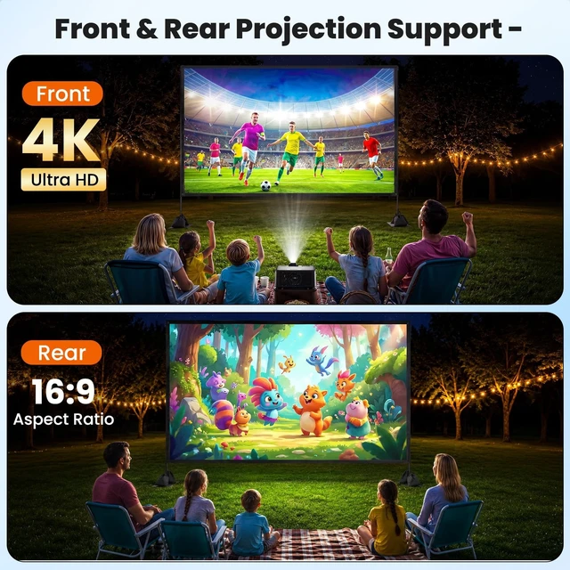 Alt view image 4 of 5 - 120 inch Projector Screen with Stand, 16:9 4K HD Portable Outdoor Indoor Movie Screen, Lightweight Projection Screen with Carry Bag & Sandbag for Backyard, Home Theater, Camping, Home