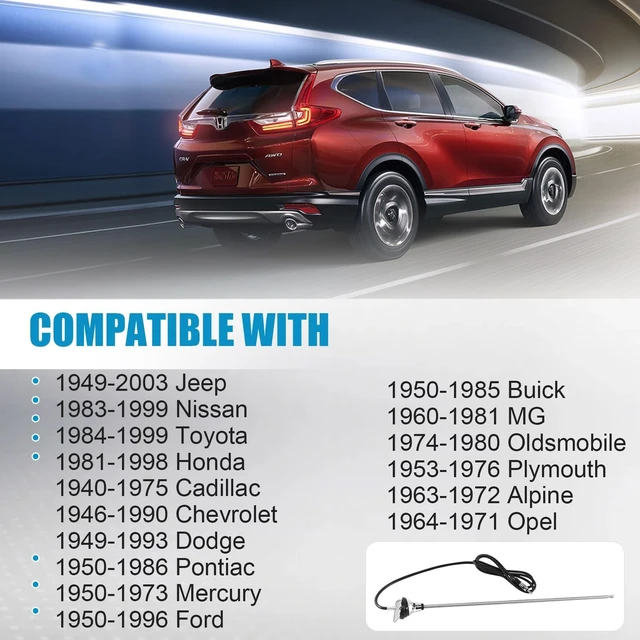 Alt view image 2 of 5 - RemaxCrope 3 Section Retractable Vintage Style AM/FM Car Radio Antenna Round Base Fit for Jeep Nissan Toyota Honda Cadillac Chevrolet Dodge Pontiac Mercury Ford Buick MG Oldsmobile Plymouth Alpine