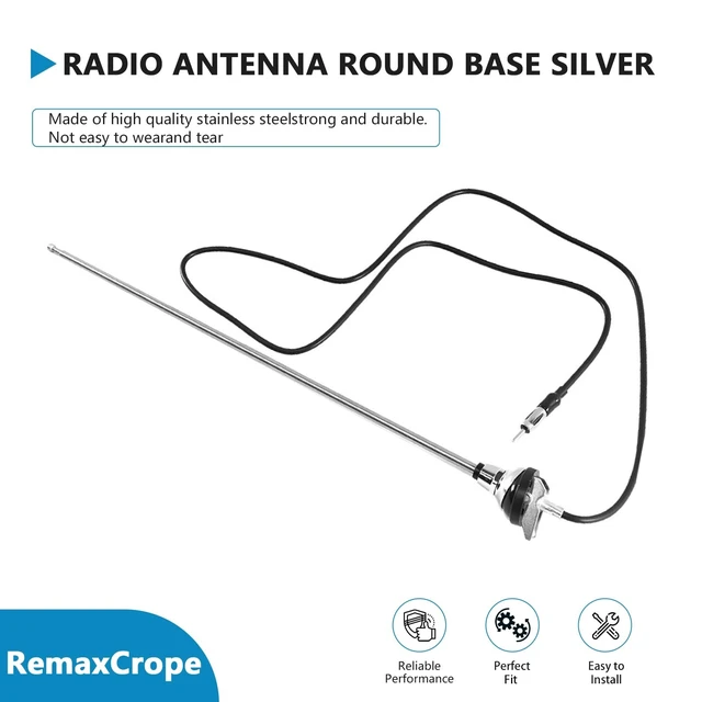 Alt view image 4 of 5 - RemaxCrope 3 Section Retractable Vintage Style AM/FM Car Radio Antenna Round Base Fit for Jeep Nissan Toyota Honda Cadillac Chevrolet Dodge Pontiac Mercury Ford Buick MG Oldsmobile Plymouth Alpine