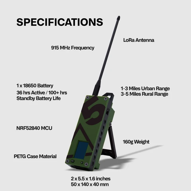 Alt view image 3 of 5 - SpecFive Trekker Delta MeshCore LoRa GPS Communicator Long-Range Off-Grid Radio for Secure Messaging, No Cell Service Needed, Ideal for Emergency, Tactical & Survival Use