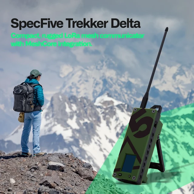 Alt view image 4 of 5 - SpecFive Trekker Delta MeshCore LoRa GPS Communicator Long-Range Off-Grid Radio for Secure Messaging, No Cell Service Needed, Ideal for Emergency, Tactical & Survival Use