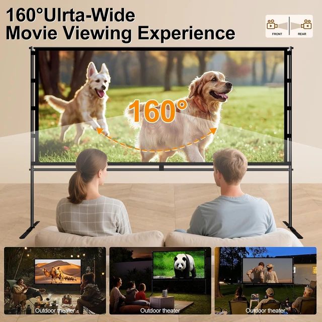 Alt view image 5 of 5 - Shirtal 100 Inch Projector Screen,Portable Projector Screen with Stand,16:9 4K HD Anti-Crease Indoor Outdoor Movie Screen with Carry Bag for Camping Home Theater